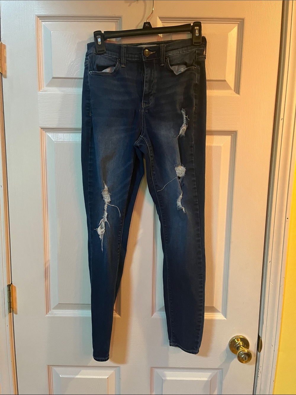 Mudd Dark Blue Distressed High-Rise Skinny Jeans